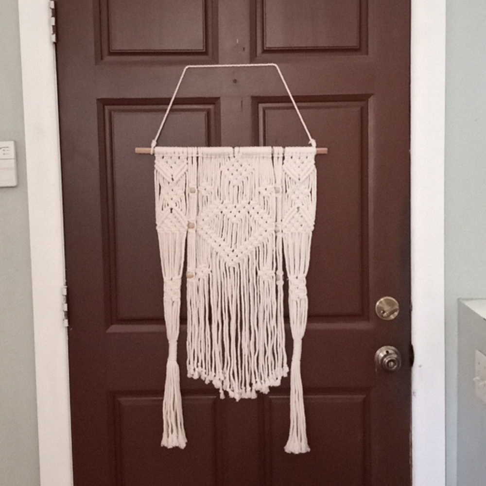 Bohemian Handmade Heart Macrame Crochet Wall Hanging with Small Plant Holders - Picture 4 of 4
